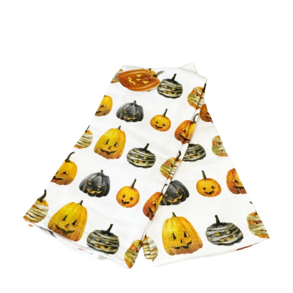 NEW Colordrift JACK-O-LANTERN Halloween Kitchen Towels Set/2 🎃🎃